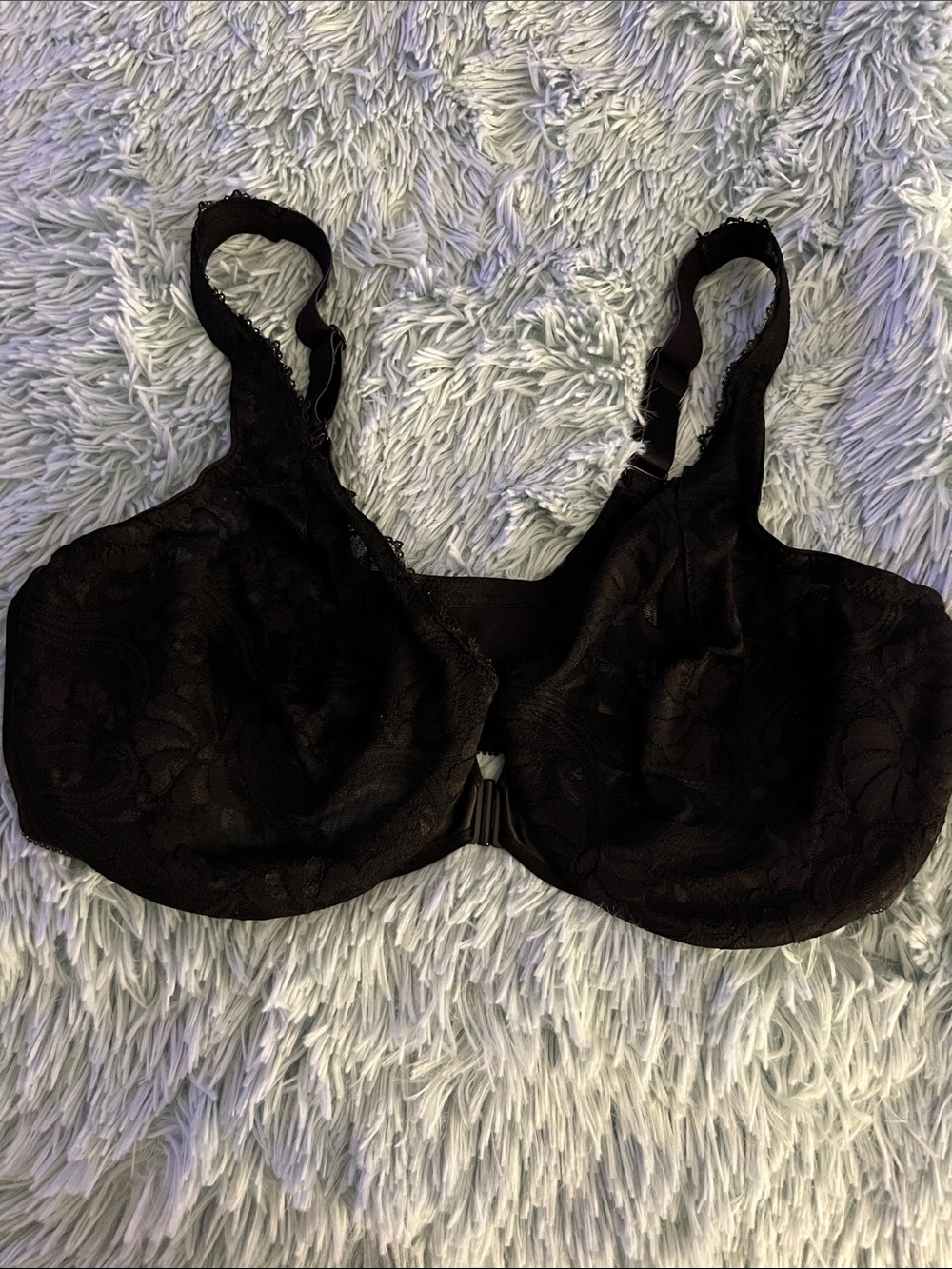 GLAMORISE UNLINED FRONTCLOSE LACE BRA BLACK NEW 38D